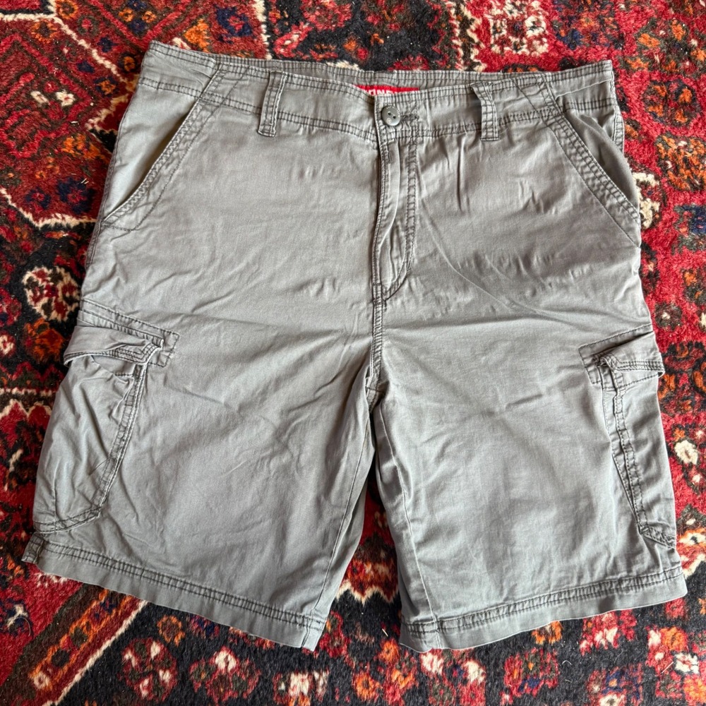 Vintage Unionbay Cargo Shorts Mens 36 GRAY Cotton Blend Utility Multi Pocket